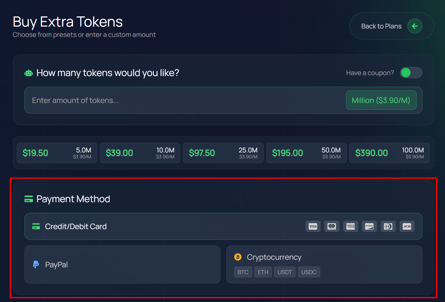 Select payment method