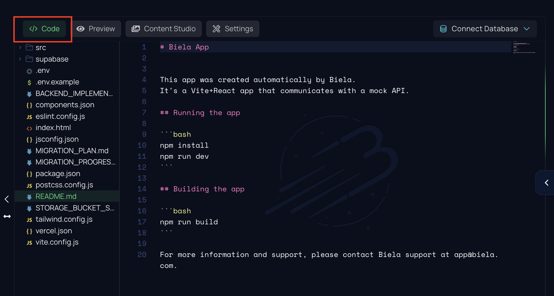 Supabase integration - Biela Code